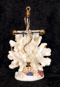 Blown Glass Anchor on artificial coral, from Key West
