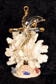 Blown Glass Anchor and Dolphin on artificial coral, from Key West