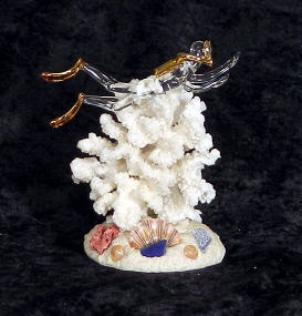 Hand Blown glass Diver w/22 kt gold accents, from Key West    