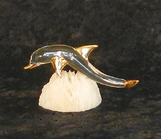 Hand Blown Glass Dolphin w/22kt gold accents, from Key West    