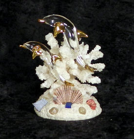 Hand Blown Glass Dolphin w/22kt gold accents, from Key West    