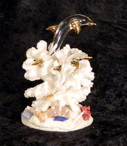 Hand Blown Glass Dolphins w/22kt gold accents, from Key West    