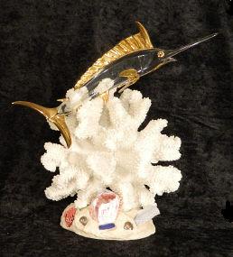 Hamd Blown Glass Marlin with 22k gold accents, from Key West