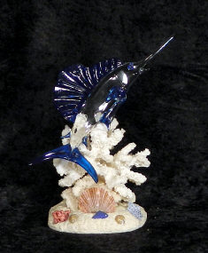 Hand Blown glass Sailfish with 22k gold accents, from Key West