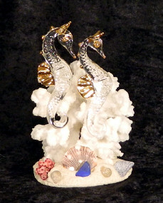 Blown Glass Anchor and Dolphin w/22kt gold accents, from Key West