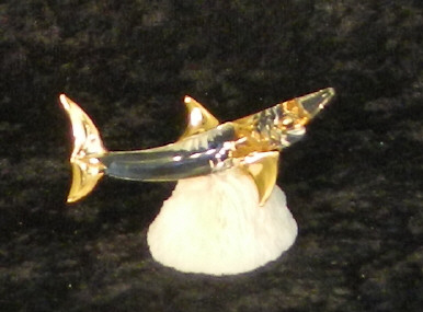 Hand Blown glass Shark w/22kt gold accents, from Key West    
