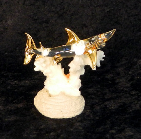 Hand Blown glass Shark w/22kt gold accents, from Key West    